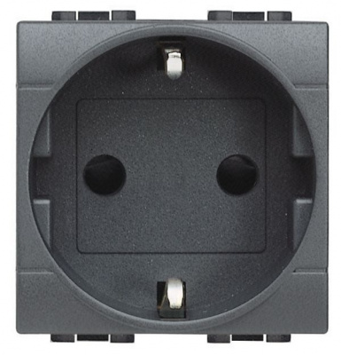 Розетка с заземлением с крышкой и суппортом Bticino Living Light Антрацит Bticino Living Light L4141MAP