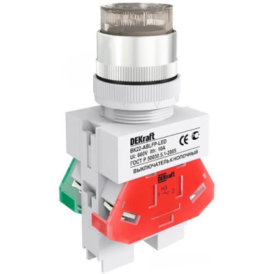 Выключатель кнопочный ABLFP 22мм LED белый 24В AC/DC DEKraft ВK-22 DEKraft  25068DEK
