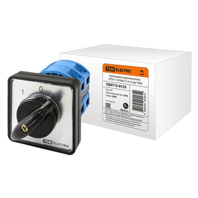 Переключатель кулачковый (1-0-2 / без перемычки) 2P, 10A, 230/400V, IP40/IP20 / белый/черный TDM КПУ11-10/2001 TDM ELECTRIC КПУ11 SQ0715-0125