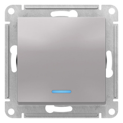 Переключатель 1-клавишный с подсветкой сх.6A 10AX механизам Schneider Electric AtlasDesign Алюминий Systeme Electric AtlasDesign ATN000363