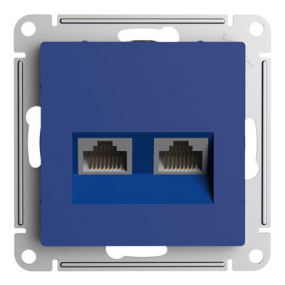 SE AtlasDesign Розетка двойная компьютерная Аквамаринин RJ45+RJ45 кат.5E механизм Systeme Electric AtlasDesign ATN001185