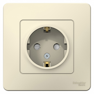 Розетка с заземлением со шторками скрытой установки 16A 250В Systeme Electric Blanca Молочный Systeme Electric Blanca BLNRS001112