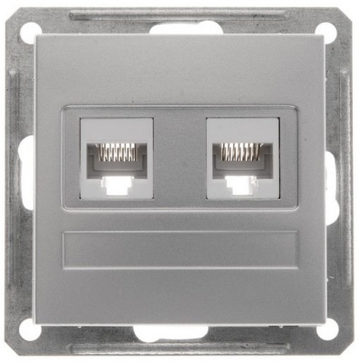 Розетка компьютерная 2-ая RJ45 кат.5e Wessen 59 Матовый хром Wessen Wessen 59 RSI-251KK5E-5-86