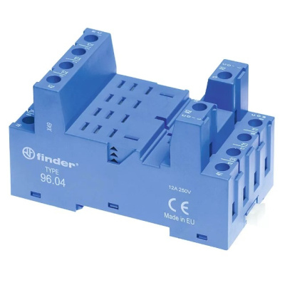 Розетка с винтовыми клеммами для реле 56.34 в комплекте металлическая клипса 096.71 синий Finder Finder  96.04SMA