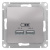 Розетка USB 5В 1 порт x 2,1A 2 порта х 1,05A механизм Schneider Electric AtlasDesign Алюминий Systeme Electric AtlasDesign ATN000333