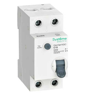 Systeme Electric City9 Set Дифавтомат 1P+N С 16А 6kA 30мА AС 230В Systeme Electric City9 C9D36616