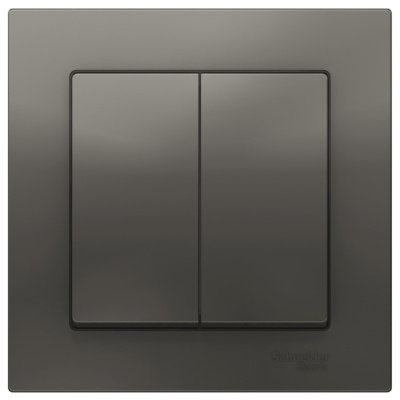 Выключатель 2-клавишный сх.6 10AX в сборе Schneider Electric AtlasDesign Сталь Systeme Electric AtlasDesign ATN000952