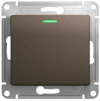 Переключатель 1-клавишный с подсветкой (схема 6A) 10AX механизам Systeme Electric Glossa Шоколад Systeme Electric Glossa GSL000863