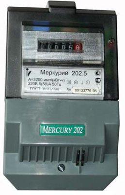 Счетчик 1Ф 1T min 5A/max 60A 230V класс 1 ОУ Меркурий 202.5 Меркурий 202 202.5