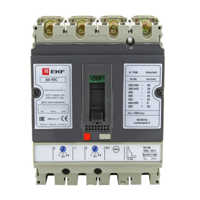 Автоматический выключатель 3P+N 25 A  36kA EKF PROxima ВА-99C EKF PROxima ВА-99C mccb99C-100-25+N
