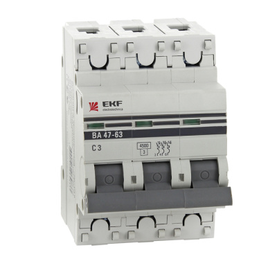 Автоматический выключатель 3P 10A B 4,5kA EKF PROxima ВА 47-63 EKF PROxima ВА 47-63 mcb4763-3-10B-pro