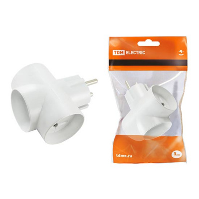 Тройник 3 гнезда без заземления 16A 250V IP20 белый TDM TDM ELECTRIC  SQ1806-0041