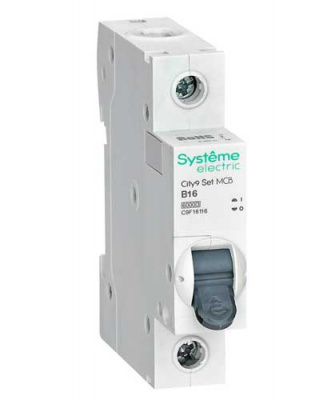 Systeme Electric City9 Set Автомат (АВ) B 16А 1P 6kA 230В Systeme Electric City9 C9F16116