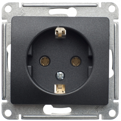 Розетка с заземлением 16A механизм Systeme Electric Glossa Антрацит Systeme Electric Glossa GSL000743