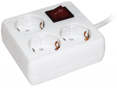 Удлинитель с выключателем 2P+РЕ, 3 розетки, шнур 5м, 16A/250V IEK У03K IEK УК WYP30-16-03-05-ZK-N