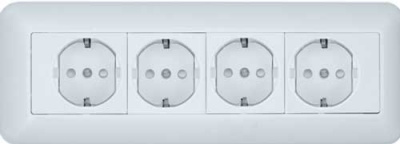 Розетка 4-ая с заземлением с з/ш 16A монтаж. плата накладная в сборе (DIY) Wessen Прима Белый Wessen Wessen Прима RA16-411M-BI