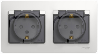 Розетка двойная с заземлением со шторками в сборе IP44 Systeme Electric Glossa Белый Systeme Electric Glossa GSL000147