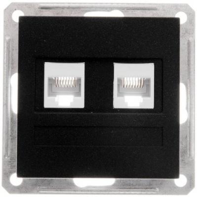 Розетка компьютерная 2-ая RJ45 кат.5e Wessen 59 Черный бархат Wessen Wessen 59 RSI-251KK5E-6-86