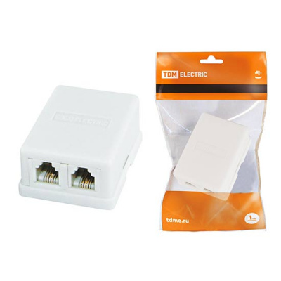 Розетка ТЛФ 2x6Р-4С 2х4 контакта IP20 белая TDM TDM ELECTRIC  SQ1809-0002