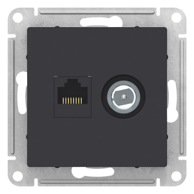 Розетка двойная комп+TV RJ45+TV кат.5E механизм Schneider Electric AtlasDesign Карбон Systeme Electric AtlasDesign ATN001089