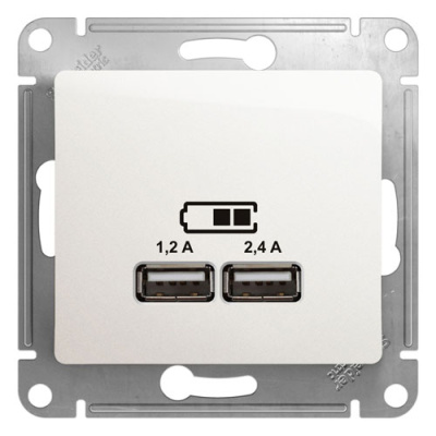 Розетка USB A+С, 5В/2,4А 2х5В/1,2 А механизм Systeme Electric Glossa Перламутр Systeme Electric Glossa GSL000639