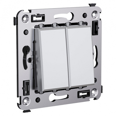 Переключатель двухклавишный в стену, "Avanti", "Закаленная сталь" DKC DKC Avanti 4404114DKC