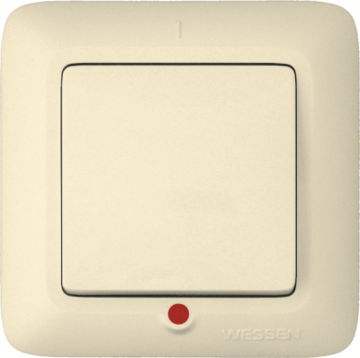 Выключатель 1-клавишный с индикацией 10A в сборе (опт) Wessen Прима Слоновая кость Wessen Wessen Прима VS1U-115-S