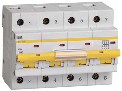 Автоматический выключатель 4P 16A C 10kA IEK ВА47-100 IEK ВА47-100 MVA40-4-016-C