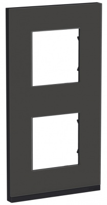 Рамка 2-постовая вертикальная Schneider Electric Unica New Pure Черное стекло/Антрацит Schneider Electric Unica New Pure NU6004V86