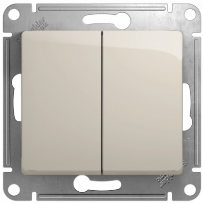 Выключатель 2-клавишный (схема 5) 10AX механизм Systeme Electric Glossa Молочный Systeme Electric Glossa GSL000951
