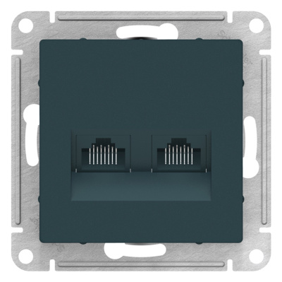 Розетка двойная компьютерная RJ45+RJ45 кат.5E механизм Schneider Electric AtlasDesign Изумруд Systeme Electric AtlasDesign ATN000885