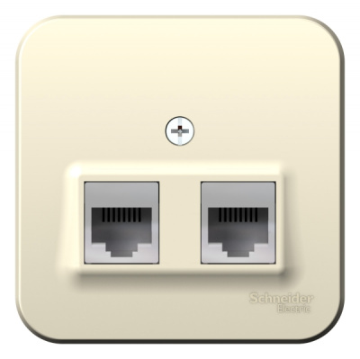 Розетка двойная компьютерная RJ45 кат.5E + телефон RJ11 накладного монтажа с изолирующей пластиной Systeme Electric Blanca Молочный Systeme Electric Blanca BLNIA045112