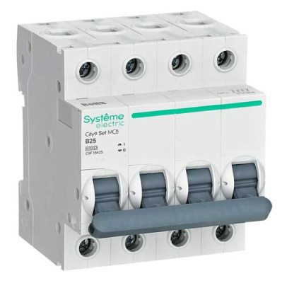 Systeme Electric City9 Set Автомат (АВ) B 25А 4P 6kA 400В Systeme Electric City9 C9F16425