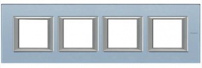 Рамка прямоугольная горизонтальная 2+2+2+2 мод Bticino Axolute Голубое стекло  Bticino Axolute HA4802M4HVZS