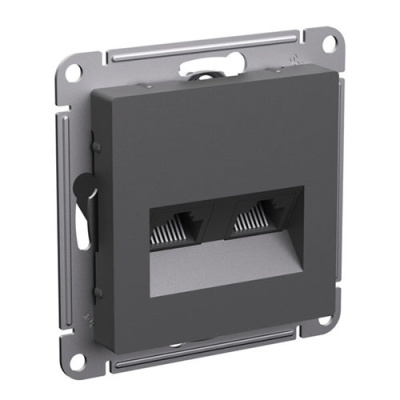 SE AtlasDesign Розетка двойная компьютерная Базальт RJ45+RJ45 кат.5E механизм Systeme Electric AtlasDesign ATN001485