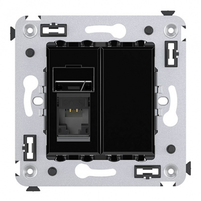 Компьютерная розетка RJ-45 в стену, кат.5e одинарная, "Avanti", "Черный квадрат" DKC DKC Avanti 4402463DKC