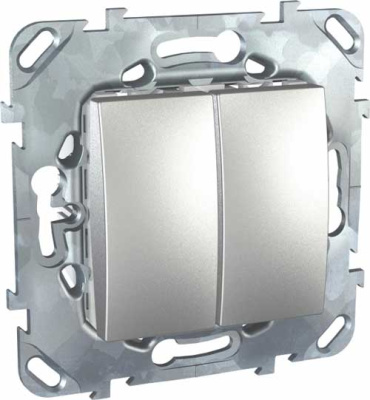 Переключатель 2-клавишный (схема 6+6) Schneider Electric Unica Top Алюминий Schneider Electric Unica Top MGU5.213.30ZD