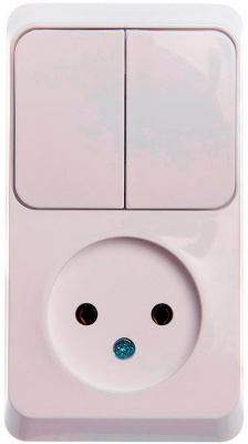 Этюд о/у блок: Розетка без заземления + Выключатель 2-клавиш., белый,  SE Systeme Electric Этюд BPA16-205B