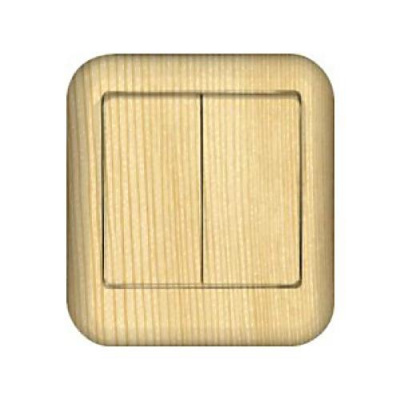 Выключатель 2-клавишный 10A изолир. плата накладной в сборе (DIY) Wessen Прима Сосна Wessen Wessen Прима VA5U-214I-7I