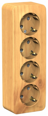 Розетка 4-ая с заземлением со шторками накладного монтажа с изолирующей пластиной 16A 250В Systeme Electric Blanca Ясень Systeme Electric Blanca BLNRA011415