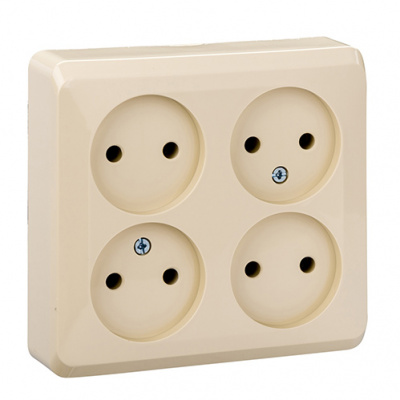 Этюд о/у 4-местная Розетка без заземления без шторок 16А 250B, кремовый, россия SE Systeme Electric Этюд PA16-205K