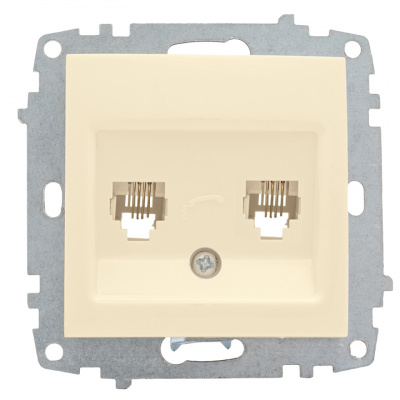 Механизм розетки 2-местной Phone без рамки EKF PROxima Милан Бежевый EKF Милан EMT01-134-20