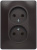 Розетка двойная без заземления 16A 250В в сборе Systeme Electric Glossa Шоколад Systeme Electric Glossa GSL000820