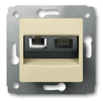 Розетка телефонная RJ11 + RJ45 кат.6 UTP Legrand Cariva Слоновая кость Legrand Cariva 773740