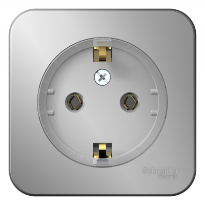 Розетка с заземлением без шторок накладного монтажа с изолирующей пластиной 16A 250В Systeme Electric Blanca Алюминий Systeme Electric Blanca BLNRA110113