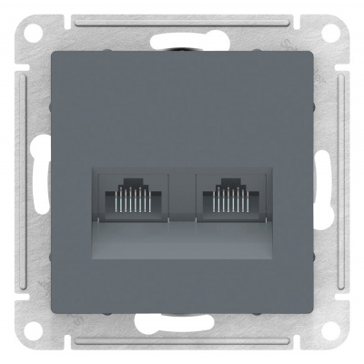 Розетка двойная компьютерная RJ45+RJ45 кат.5E механизм Schneider Electric AtlasDesign Грифель Systeme Electric AtlasDesign ATN000785
