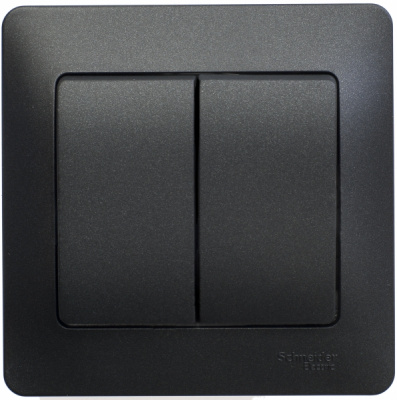 Выключатель 2-клавишный (схема 5) 10AX в сборе Systeme Electric Glossa Антрацит Systeme Electric Glossa GSL000752