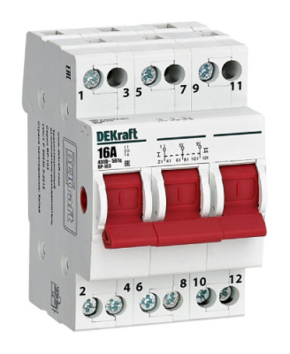 DEKraft ВР-103 Выключатель-разъединитель трехпозиционный 3P 16A DEKraft ВР-103 17212DEK