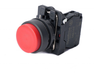 Systeme Electric Кнопка SB5 в сборе модульная 22мм выступающая красная с возвратом пластик 1НЗ Systeme Electric SB5 SB5AL42