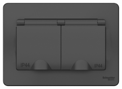 Розетка двойная с заземлением со шторками с крышками скрытой установки 16A 250В IP44 Systeme Electric Blanca Антрацит Systeme Electric Blanca BLNRS441126